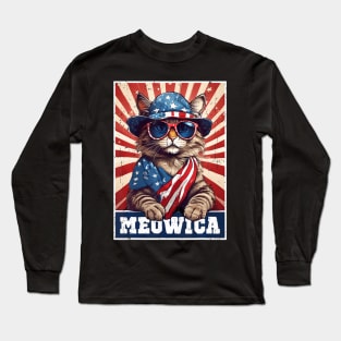 Meowica 4Th Of July Cat American Flag Cat ny 4Th Of July Long Sleeve T-Shirt
